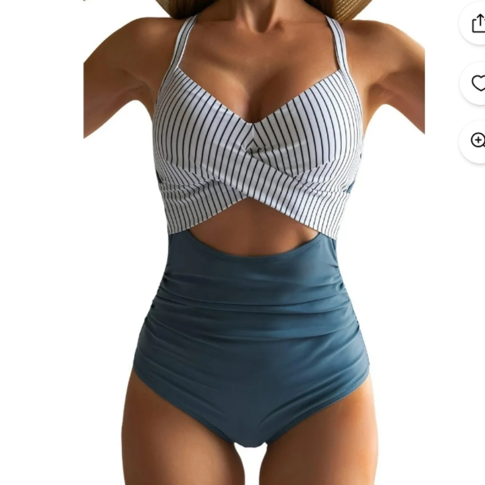 Eomenie One Piece Swimsuits Tummy Control Cutout High Waisted Bathing Suit SZ M